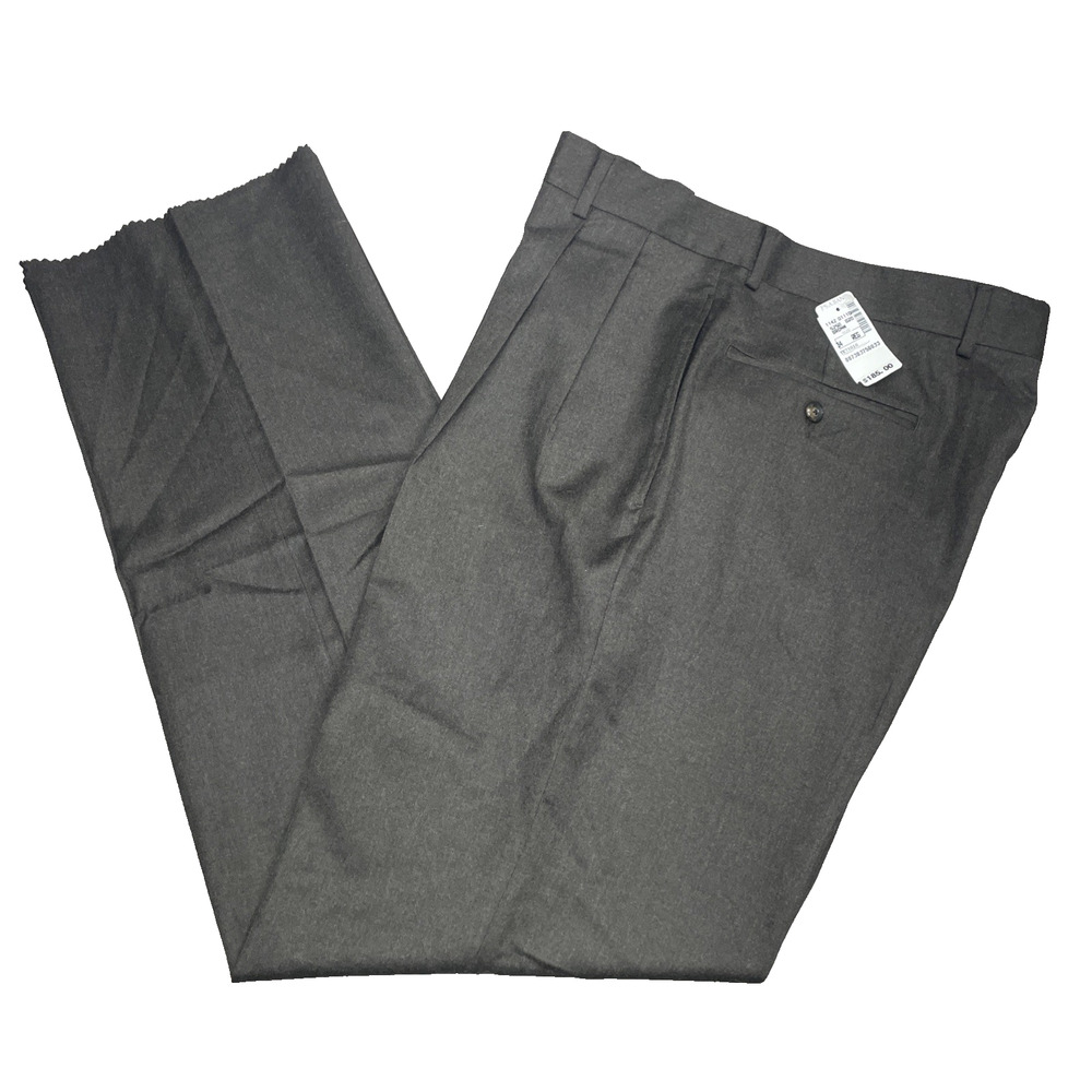 NWT Jos A Bank Mens 34 x 33 Brown Executive Pants Cashmere Wool Pleated No Hem